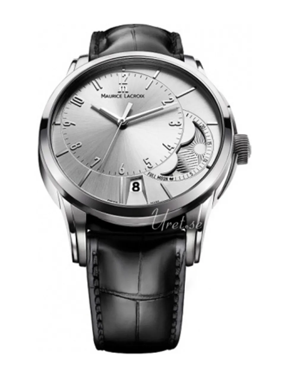 Pontos Decentrique Phases De Lune Silverfärgad/Läder Ø45 mm