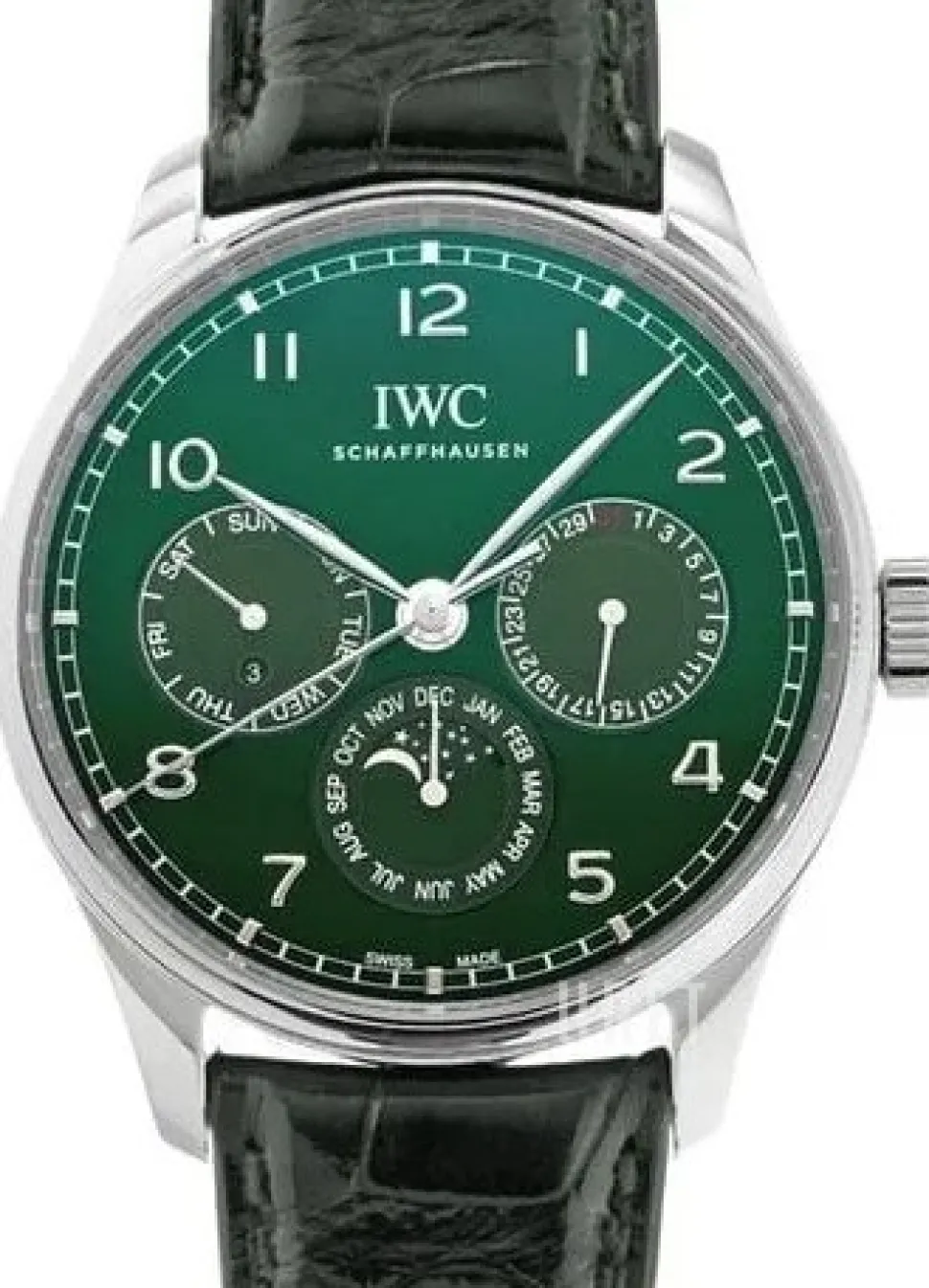 Portugieser Grön/Läder Ø42.4 mm