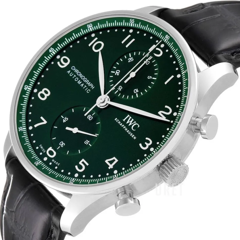 Portugieser Grön/Läder Ø41 mm
