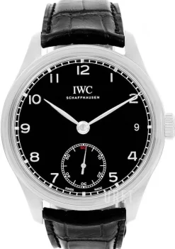 Portuguese Hand-Wound Eight Days Svart/Läder Ø43 mm