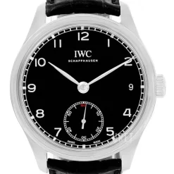 Portuguese Hand-Wound Eight Days Svart/Läder Ø43 mm