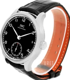 Portuguese Hand-Wound Eight Days Svart/Läder Ø43 mm