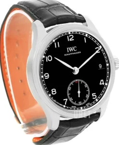 Portuguese Hand-Wound Eight Days Svart/Läder Ø43 mm