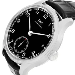 Portuguese Hand-Wound Eight Days Svart/Läder Ø43 mm