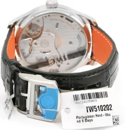 Portuguese Hand-Wound Eight Days Svart/Läder Ø43 mm