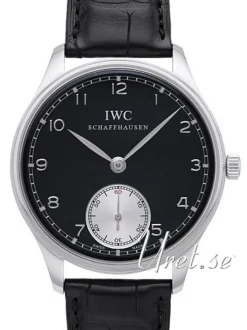 Portuguese Hand-Wound Svart/Läder Ø44 mm