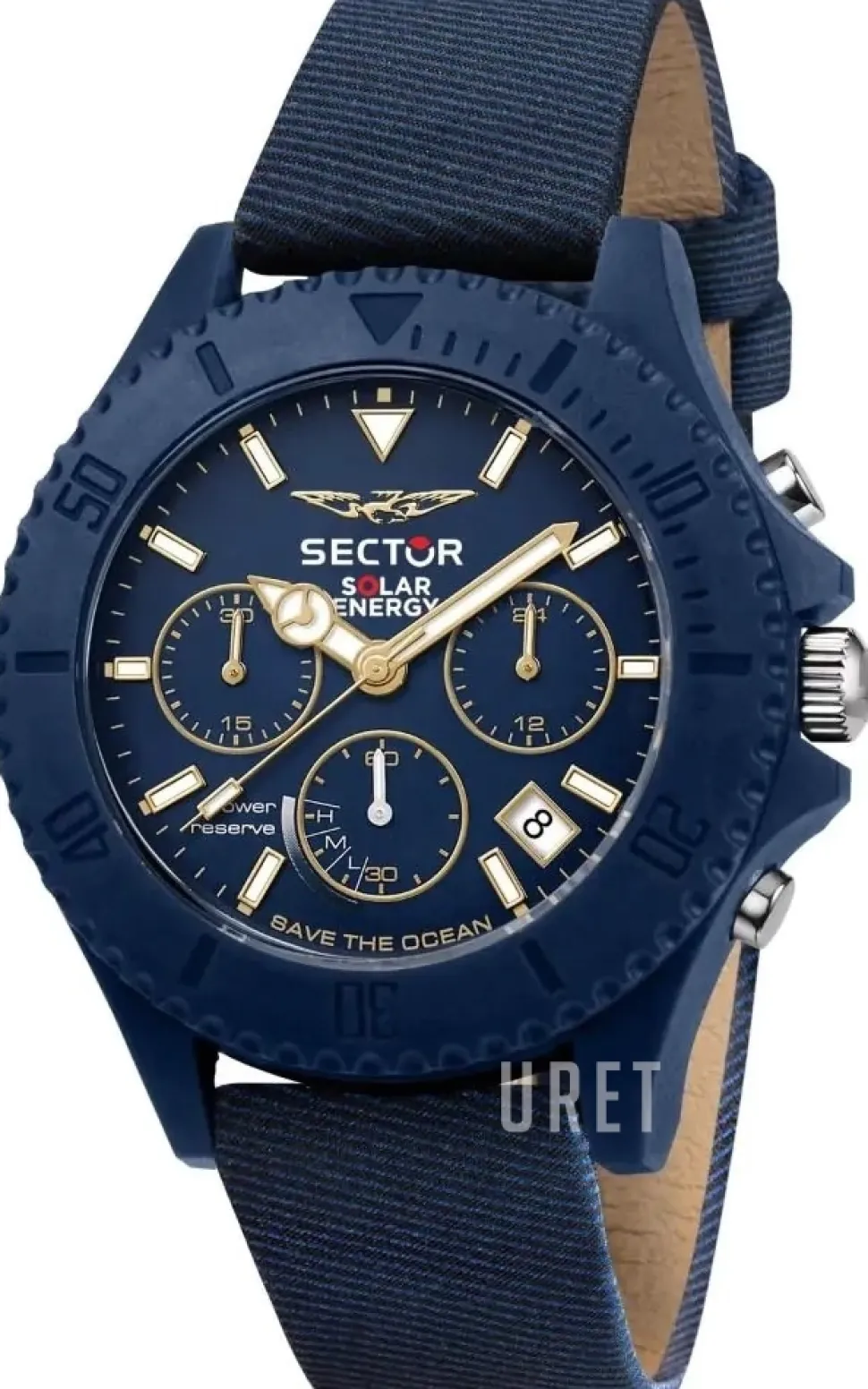 Save the Ocean Blå/Läder Ø44 mm