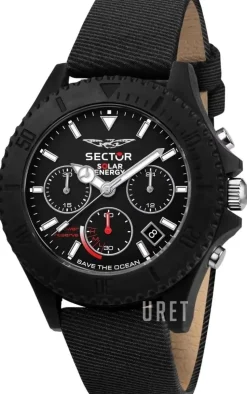 Save the Ocean Svart/Läder Ø44 mm