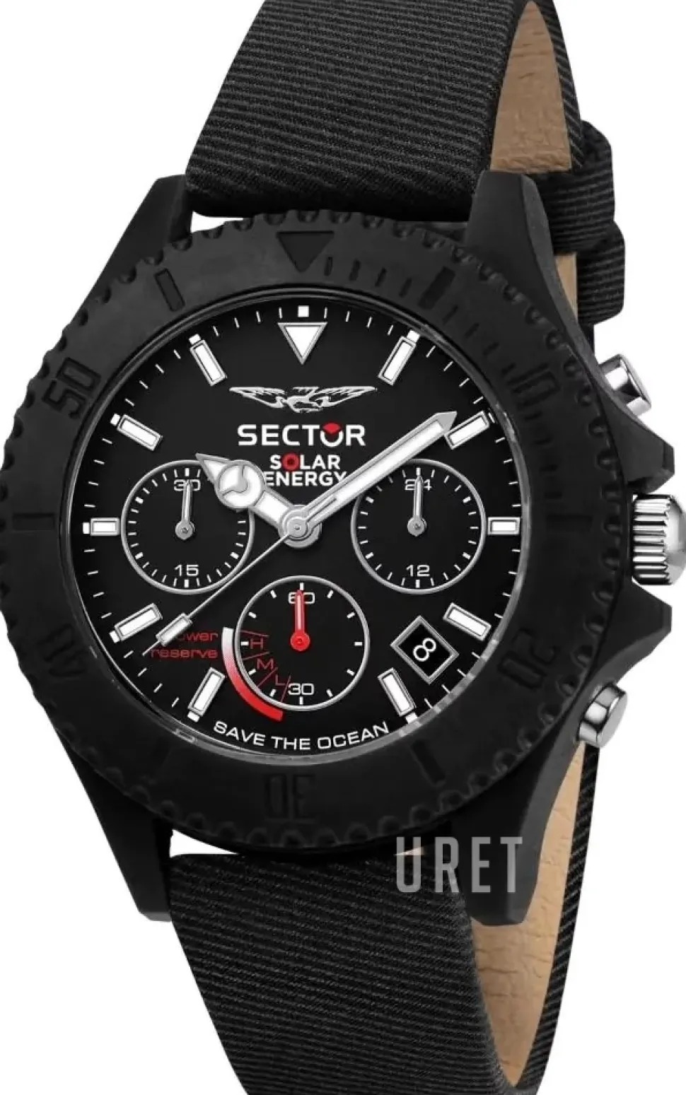 Save the Ocean Svart/Läder Ø44 mm