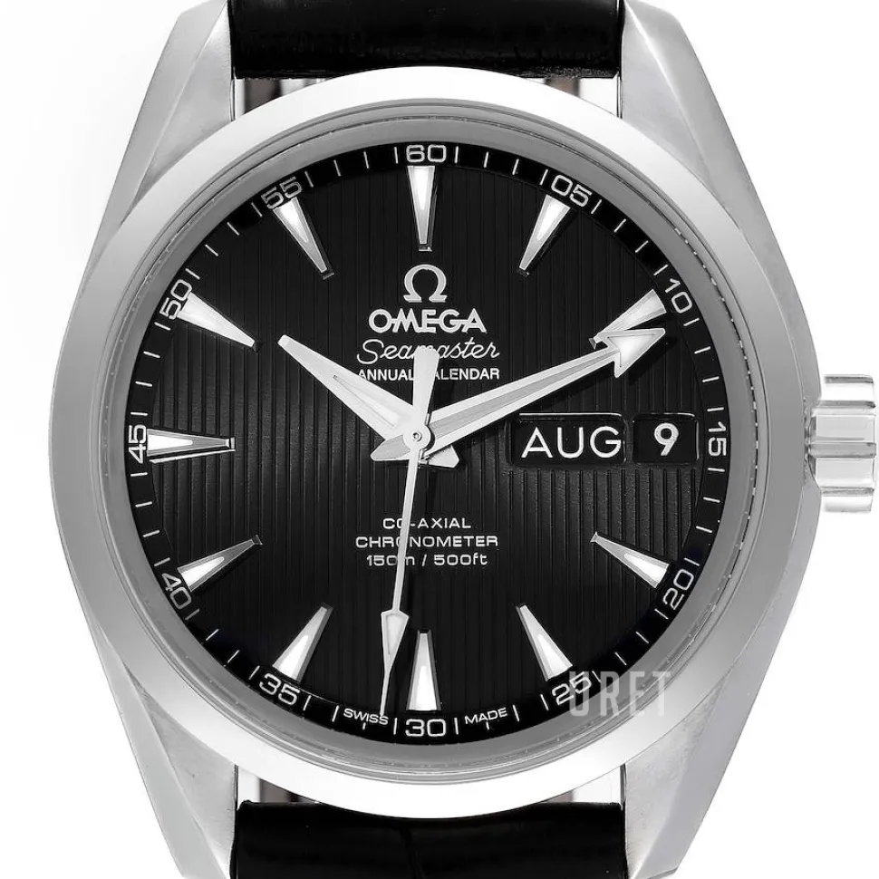 Seamaster Aqua Terra 150m Co-Axial Annual Calendar 38.5mm Svart/Läder Ø38.5 mm