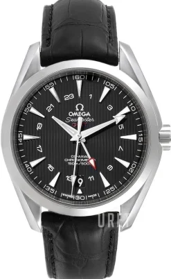 Seamaster Aqua Terra 150m Co-Axial GMT 43mm Svart/Läder Ø43 mm