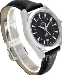 Seamaster Aqua Terra 150m Co-Axial GMT 43mm Svart/Läder Ø43 mm