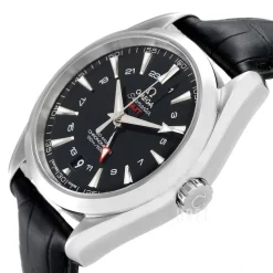 Seamaster Aqua Terra 150m Co-Axial GMT 43mm Svart/Läder Ø43 mm