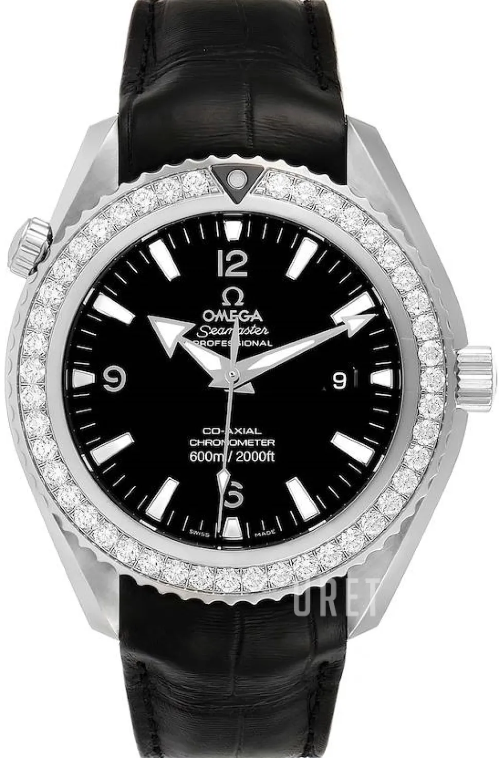 Seamaster Planet Ocean Big Size Svart/Läder Ø45.5 mm