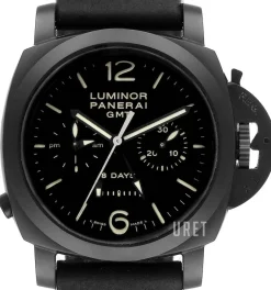 Special Luminor 1950 Ceramic 8 Days Chrono Monopulsante GMT Svart/Läder Ø44 mm