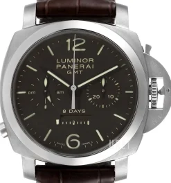 Special Luminor 1950 Titanium 8 Days Chrono Monopulsante GMT Brun/Läder Ø44 mm