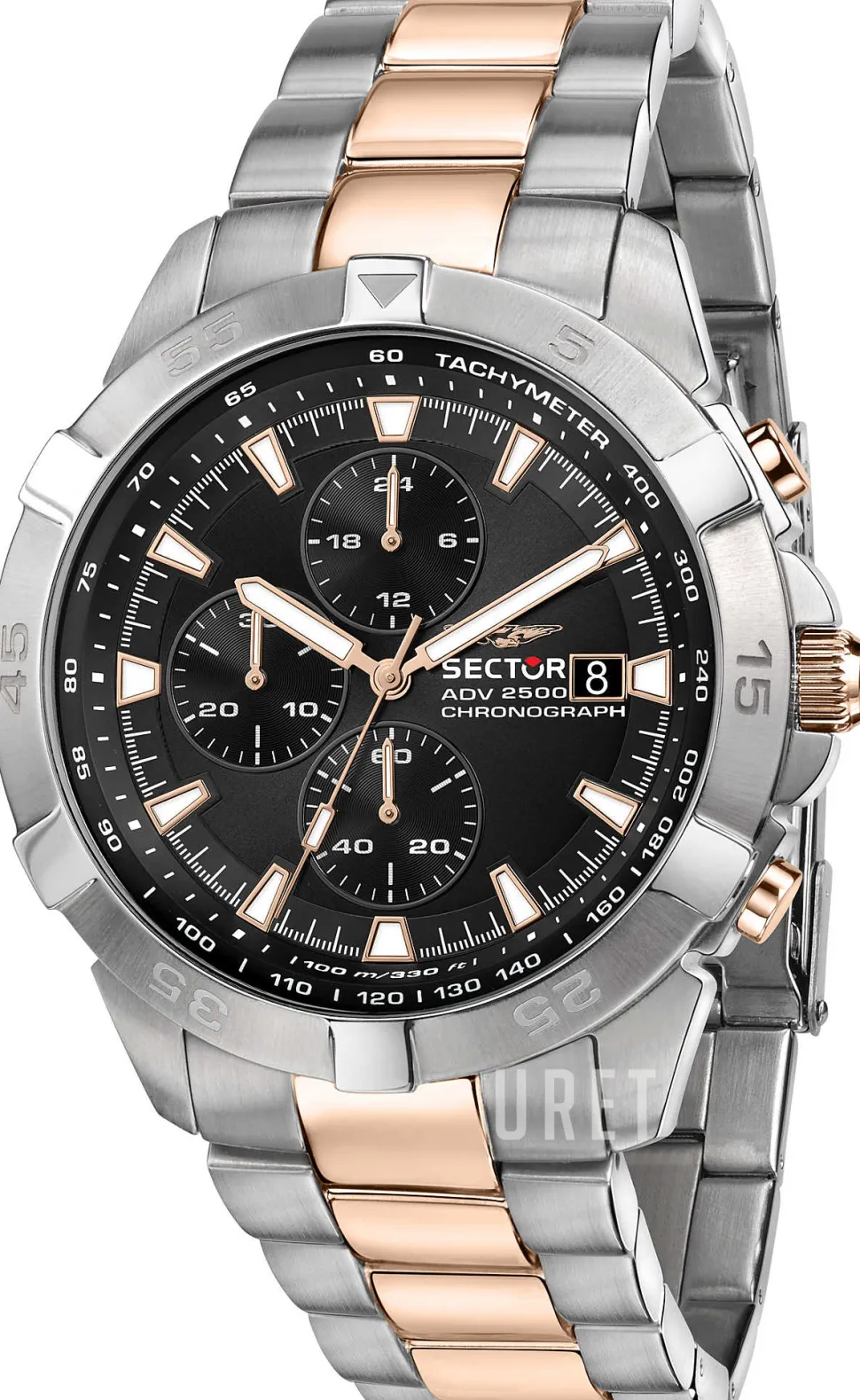 Svart/Roséguldstonat stål Ø43 mm