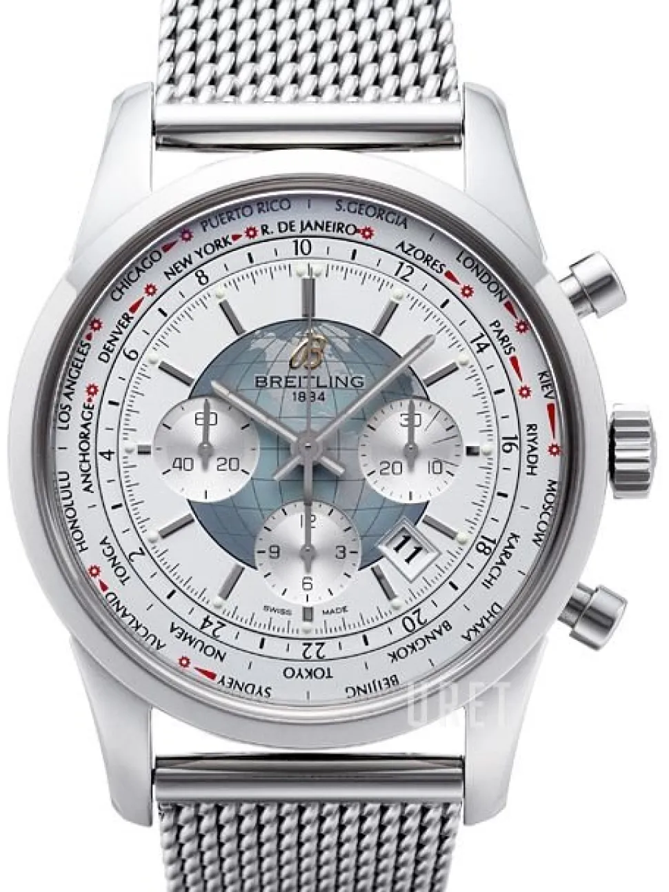 Transocean Chronograph Unitime Silverfärgad/Stål Ø46 mm