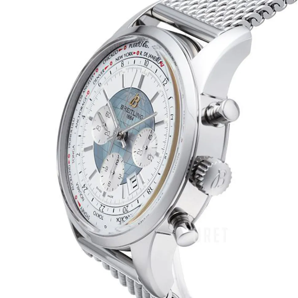 Transocean Chronograph Unitime Silverfärgad/Stål Ø46 mm