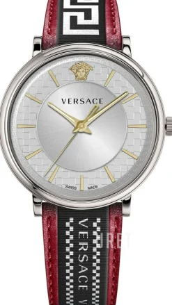 V Circle Silverfärgad/Läder Ø42 mm