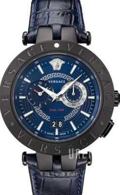 V Race Blå/Läder Ø46 mm